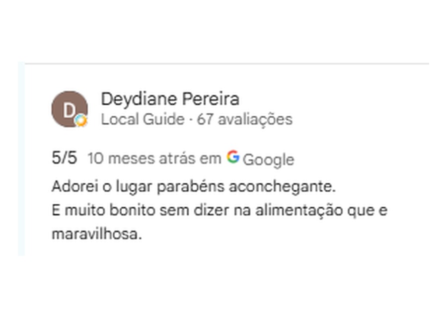 Avaliação de hóspede sobre a hospedagem