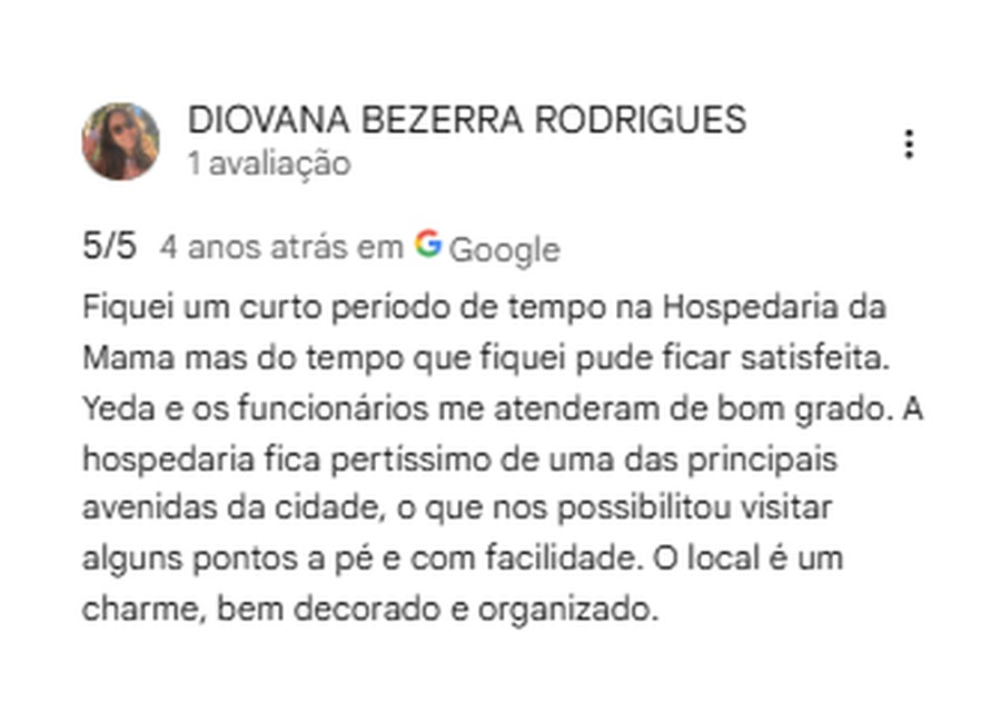 Avaliação de hóspede sobre a estadia